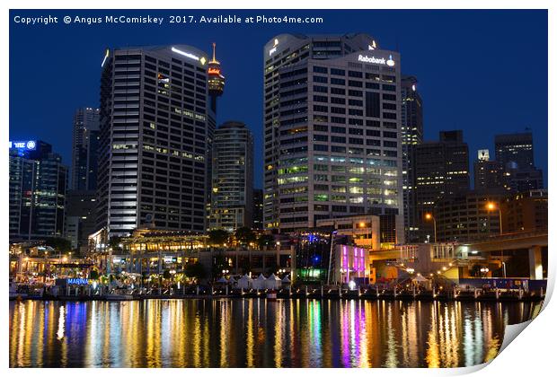 Darling Harbour reflections Print by Angus McComiskey