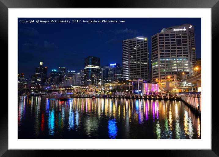 Darling Harbour by night Framed Mounted Print by Angus McComiskey