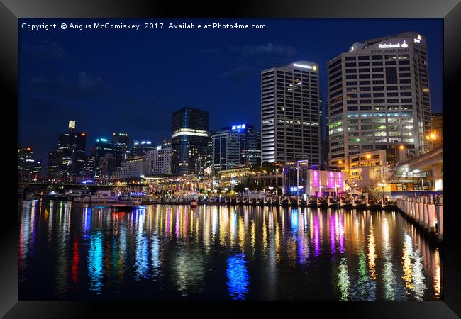 Darling Harbour by night Framed Print by Angus McComiskey