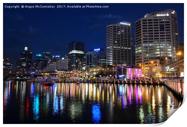 Darling Harbour by night Print by Angus McComiskey