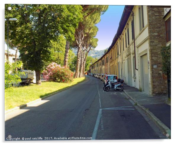 quiet street in florence italy Acrylic by paul ratcliffe