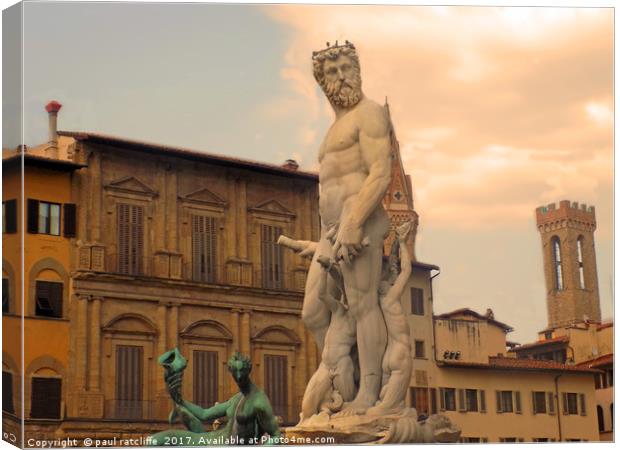 neptunes statue firenze italy Canvas Print by paul ratcliffe