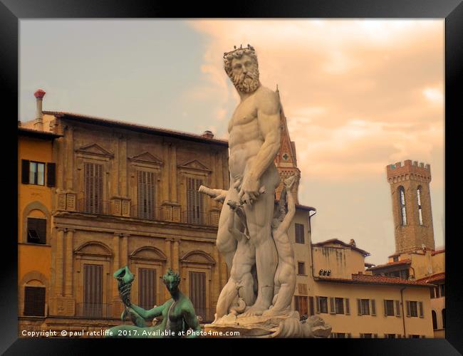 neptunes statue firenze italy Framed Print by paul ratcliffe