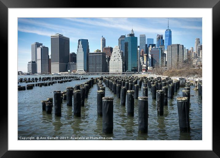 Manhattan Skyline Framed Mounted Print by Ann Garrett