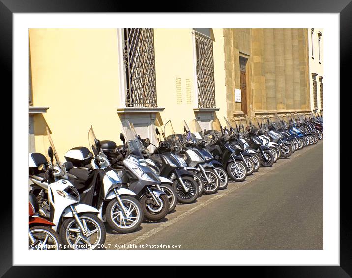 mopeds on a italian street Framed Mounted Print by paul ratcliffe