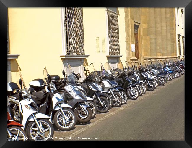 mopeds on a italian street Framed Print by paul ratcliffe