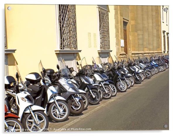 mopeds on a italian street Acrylic by paul ratcliffe