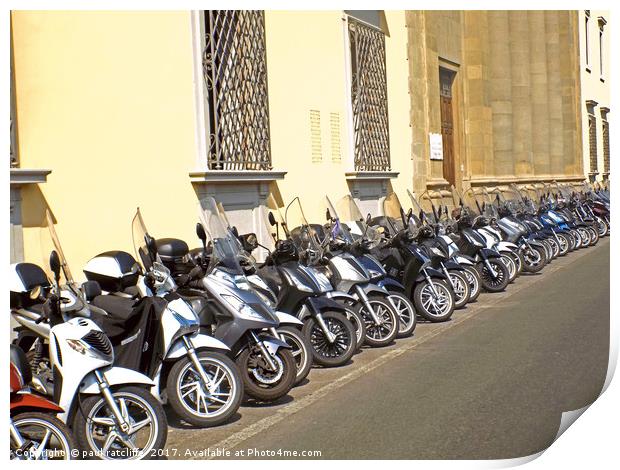 mopeds on a italian street Print by paul ratcliffe