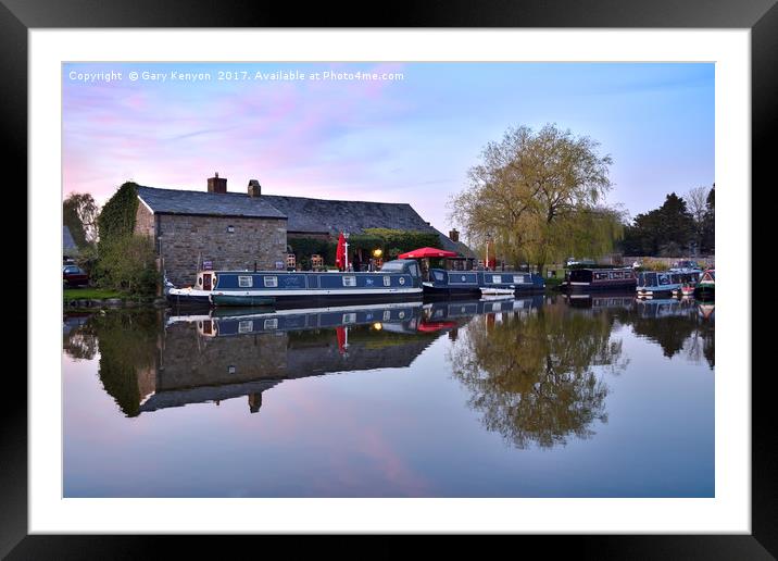Sunset On The Lancaster Canal At The Old Tithe Bar Framed Mounted Print by Gary Kenyon