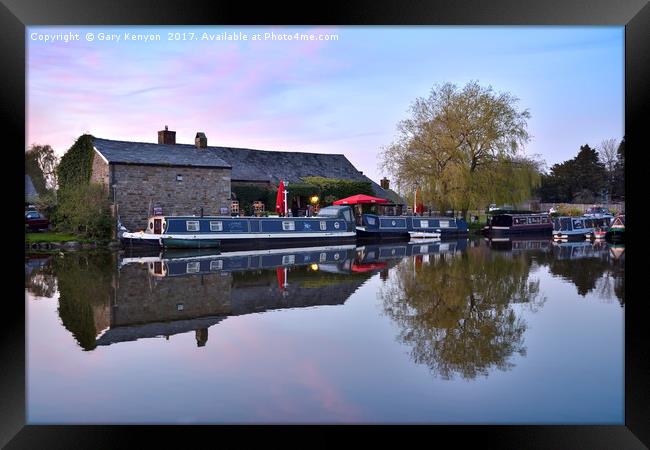 Sunset On The Lancaster Canal At The Old Tithe Bar Framed Print by Gary Kenyon