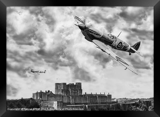 Spitfires over Dover Castle Framed Print by Secret Artist