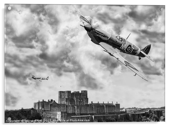 Spitfires over Dover Castle Acrylic by Secret Artist