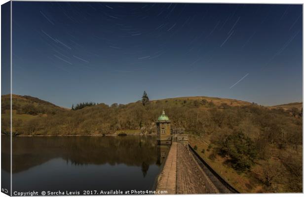 Elan Valley, Penygarreg star trails  Canvas Print by Sorcha Lewis