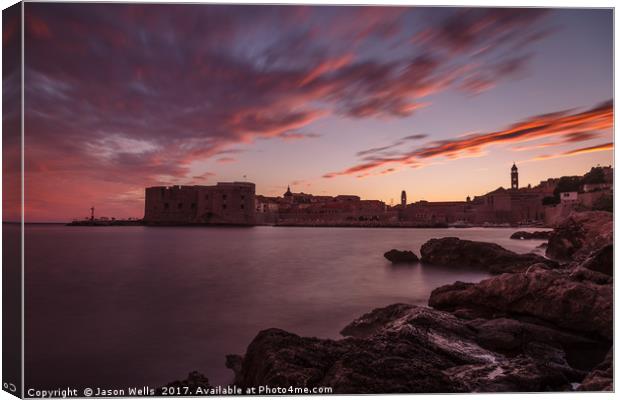 Dusk turns to twilight over Dubrovnik Canvas Print by Jason Wells
