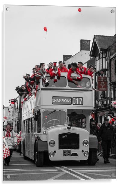 Lincoln City FC - Open top bus celebrations Acrylic by Andrew Scott