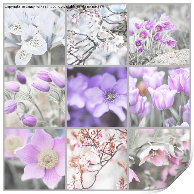 Spring Bloom Collage. Shabby Chic Collection Print by Jenny Rainbow