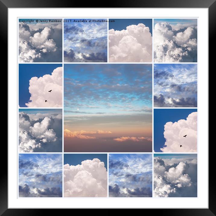 Dreamy Clouds Collage Framed Mounted Print by Jenny Rainbow