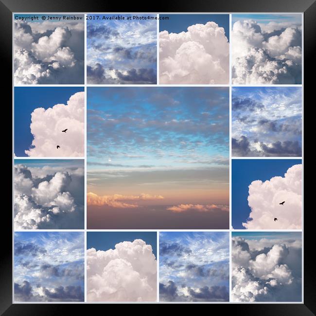 Dreamy Clouds Collage Framed Print by Jenny Rainbow