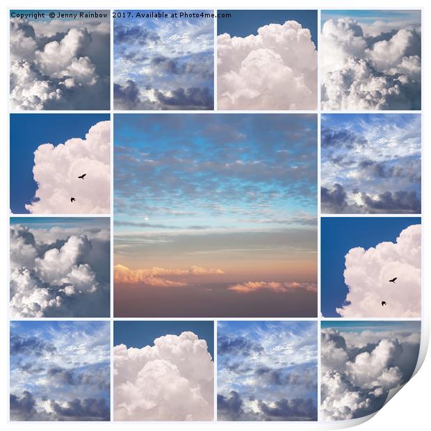 Dreamy Clouds Collage Print by Jenny Rainbow