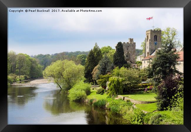 River Ure at West Tanfield, Yorkshire Framed Print by Pearl Bucknall