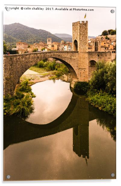  The Angled Bridge at Besalu, Spain Acrylic by colin chalkley