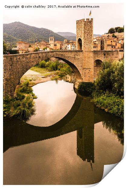  The Angled Bridge at Besalu, Spain Print by colin chalkley