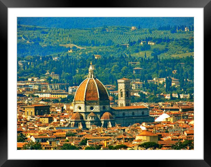 Duomo Firenze from fiesole Framed Mounted Print by paul ratcliffe