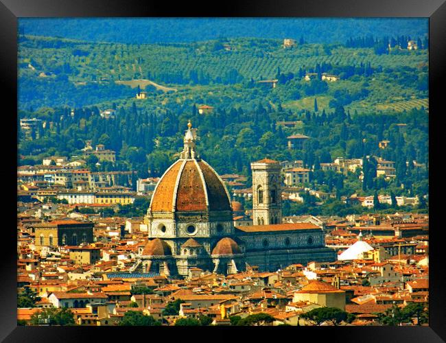 Duomo Firenze from fiesole Framed Print by paul ratcliffe