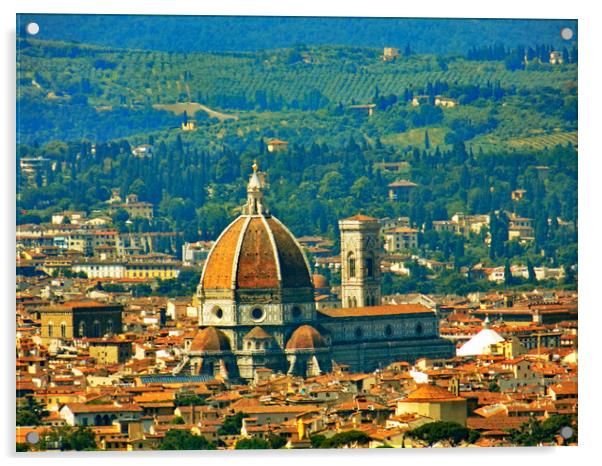 Duomo Firenze from fiesole Acrylic by paul ratcliffe
