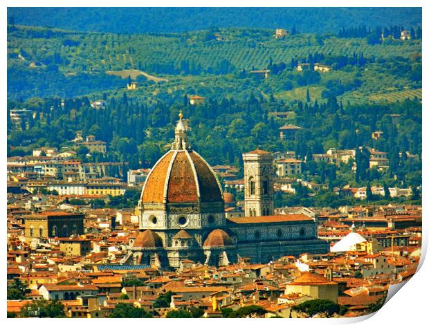 Duomo Firenze from fiesole Print by paul ratcliffe