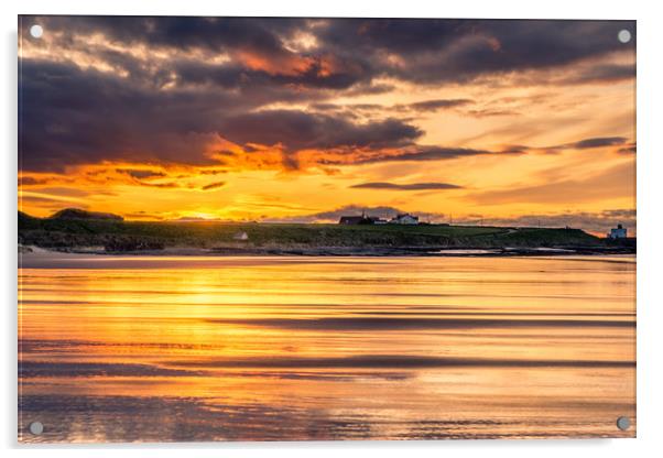Bamburgh Reflections Acrylic by Naylor's Photography