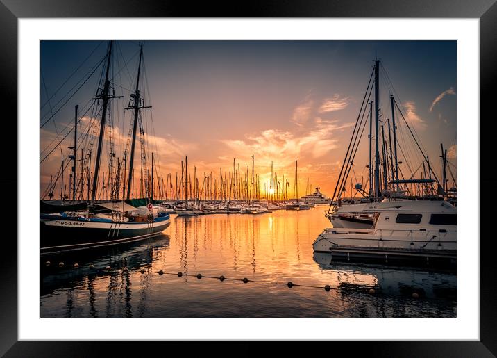 Sun Sets at Marina Rubicon  Framed Mounted Print by Naylor's Photography