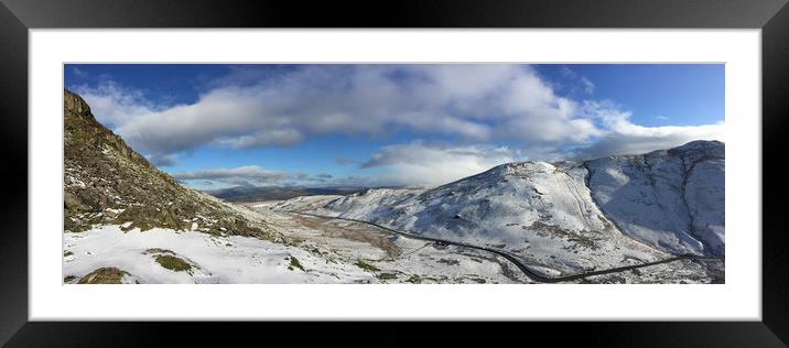 Bwlch Y Groes in the Snow Framed Mounted Print by Oxon Images