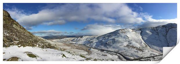 Bwlch Y Groes in the Snow Print by Oxon Images