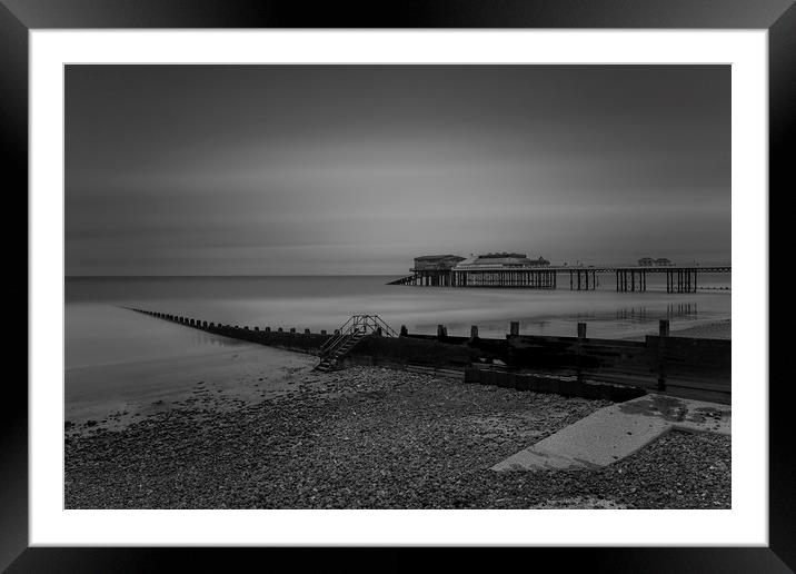 Cromer pier black and white Framed Mounted Print by Mark Hawkes