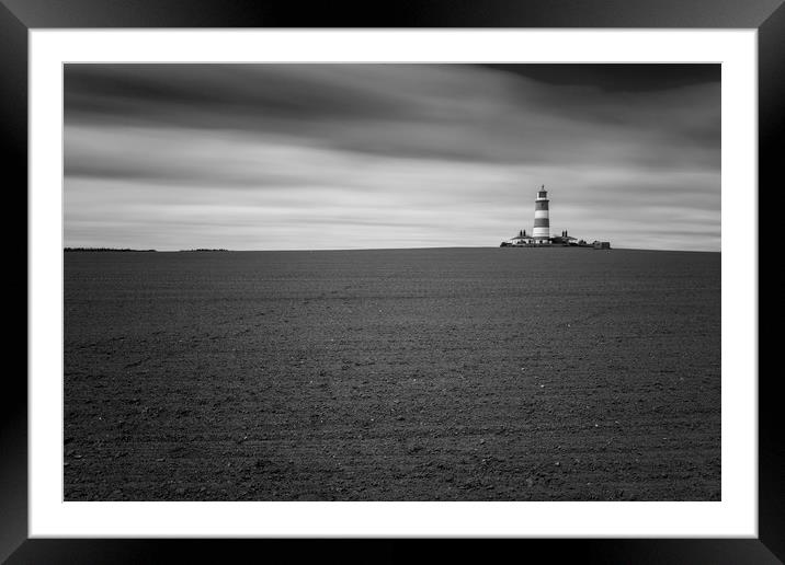 Happisurgh Lighthouse Monochrome Framed Mounted Print by Mark Hawkes