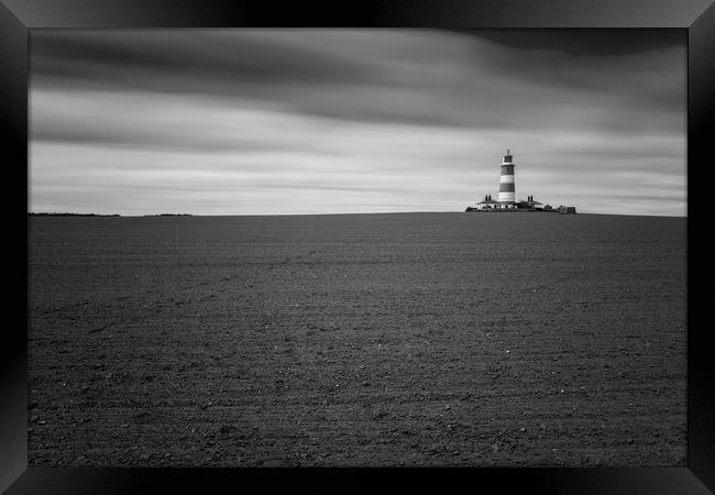 Happisurgh Lighthouse Monochrome Framed Print by Mark Hawkes