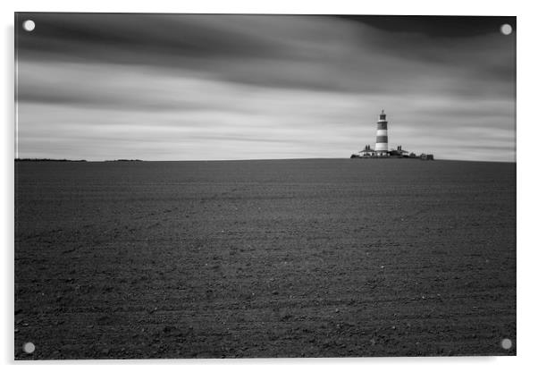 Happisurgh Lighthouse Monochrome Acrylic by Mark Hawkes
