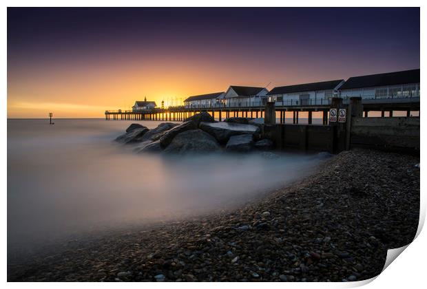 Southwold Pier at Sunrise Print by Mark Hawkes