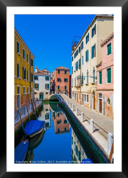 Rio de le Romite, Venice Framed Mounted Print by Ian Collins