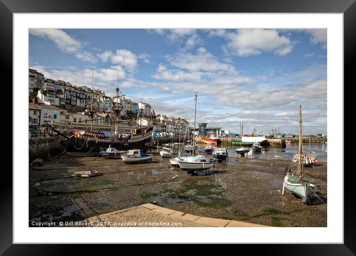 Brixham Harbour Framed Mounted Print by Gill Allcock