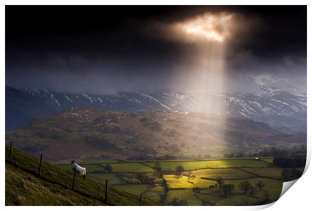 Light from Above. Keswick, Cumbria. UK. Print by John Finney
