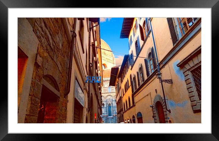 alley towards the duomo Firenze Framed Mounted Print by paul ratcliffe