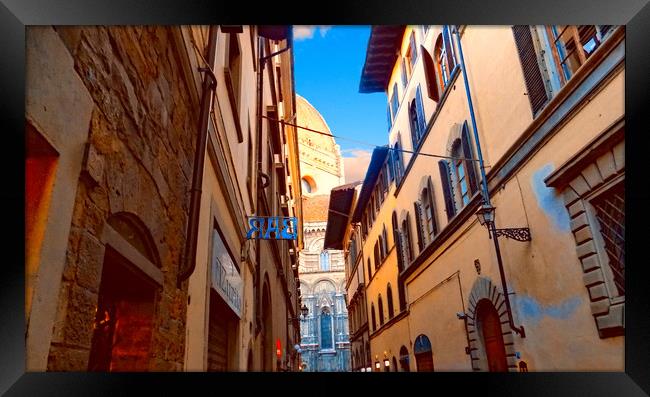 alley towards the duomo Firenze Framed Print by paul ratcliffe
