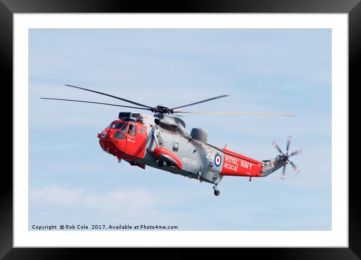 Royal Navy Sea King HU5 Helicopter, Sunderland Air Framed Mounted Print by Rob Cole