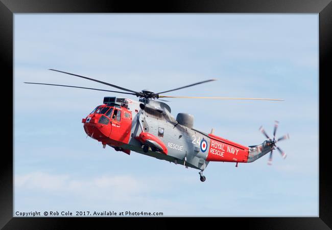 Royal Navy Sea King HU5 Helicopter, Sunderland Air Framed Print by Rob Cole