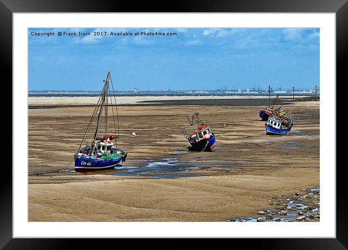 Three yachts rest aground at Hoylake Framed Mounted Print by Frank Irwin
