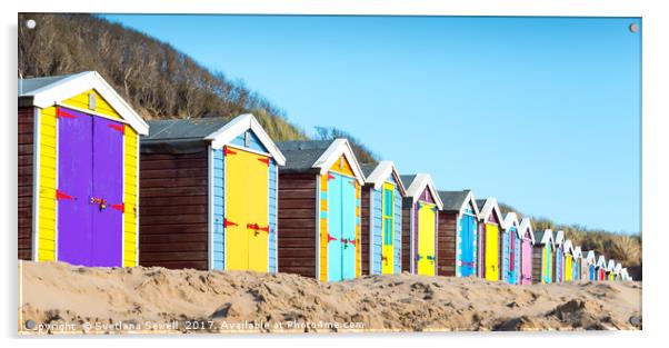 Beach Huts in a Row Acrylic by Svetlana Sewell