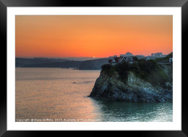 Sunrise over Newquay Framed Mounted Print by Diane Griffiths