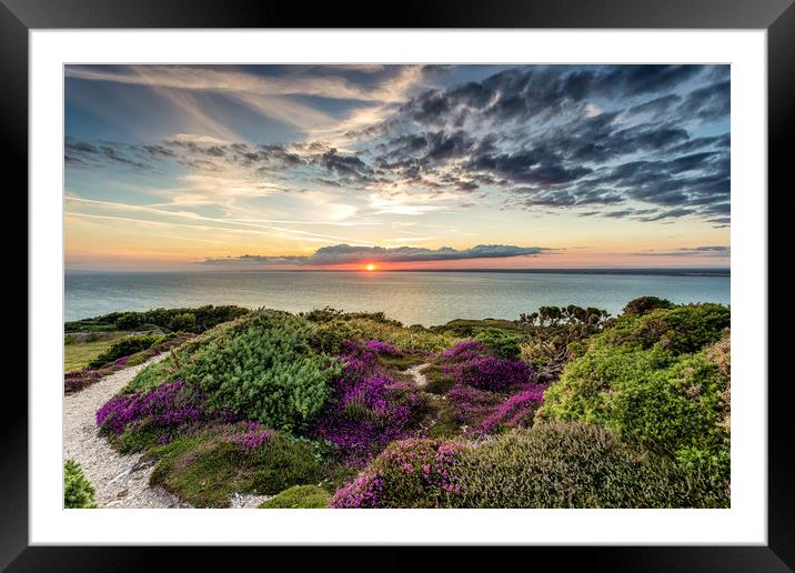 Headon Hill Sunset #4 Framed Mounted Print by Wight Landscapes